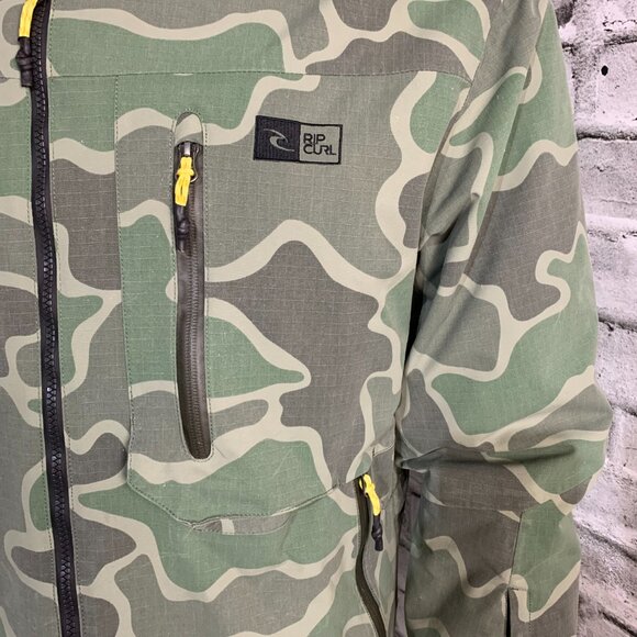 Rip Curl Snowboarding Jacket Green Camo HoodedSnow Ski Coat - Picture 2 of 16